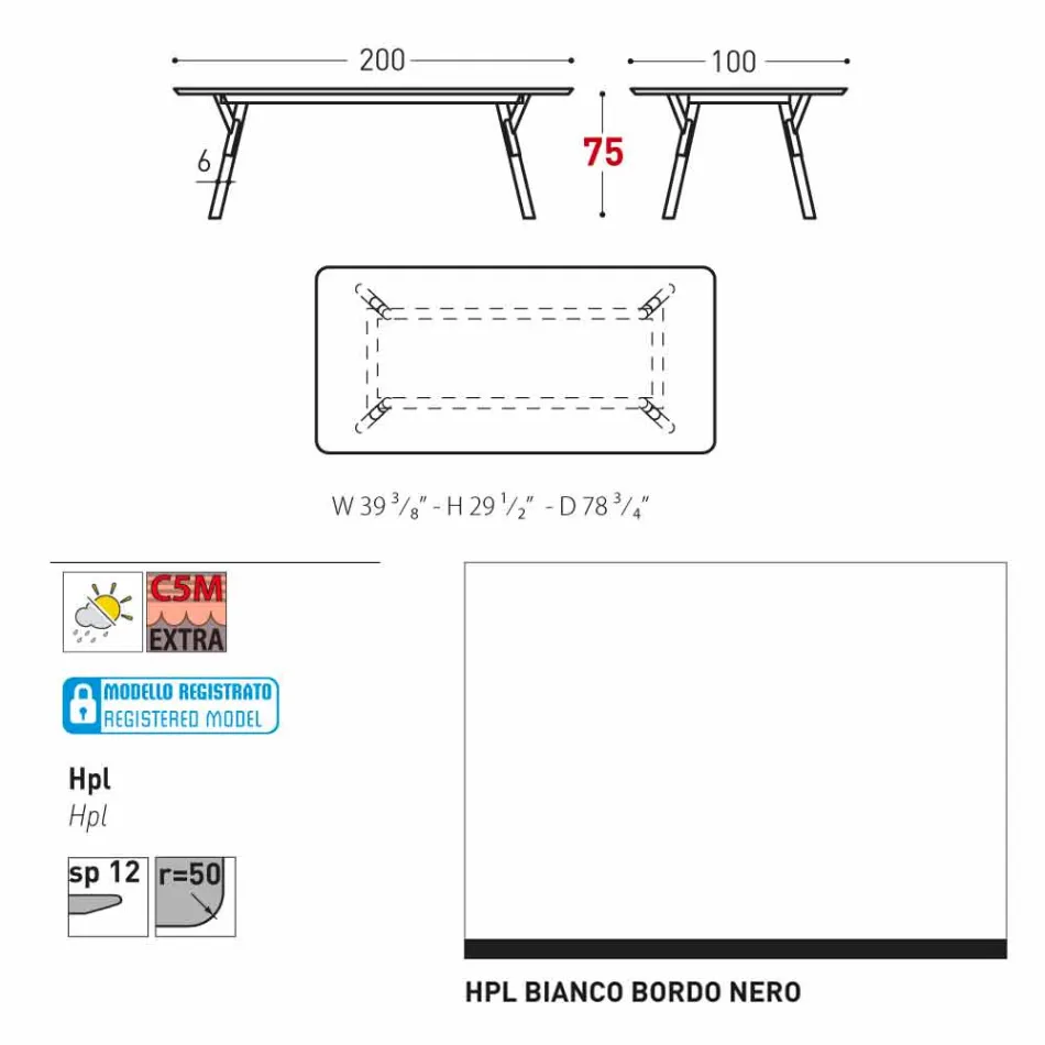 Varaschin Link Pevné jídelní stůl zahradu nebo vnitřní H 75 cm Viadurini