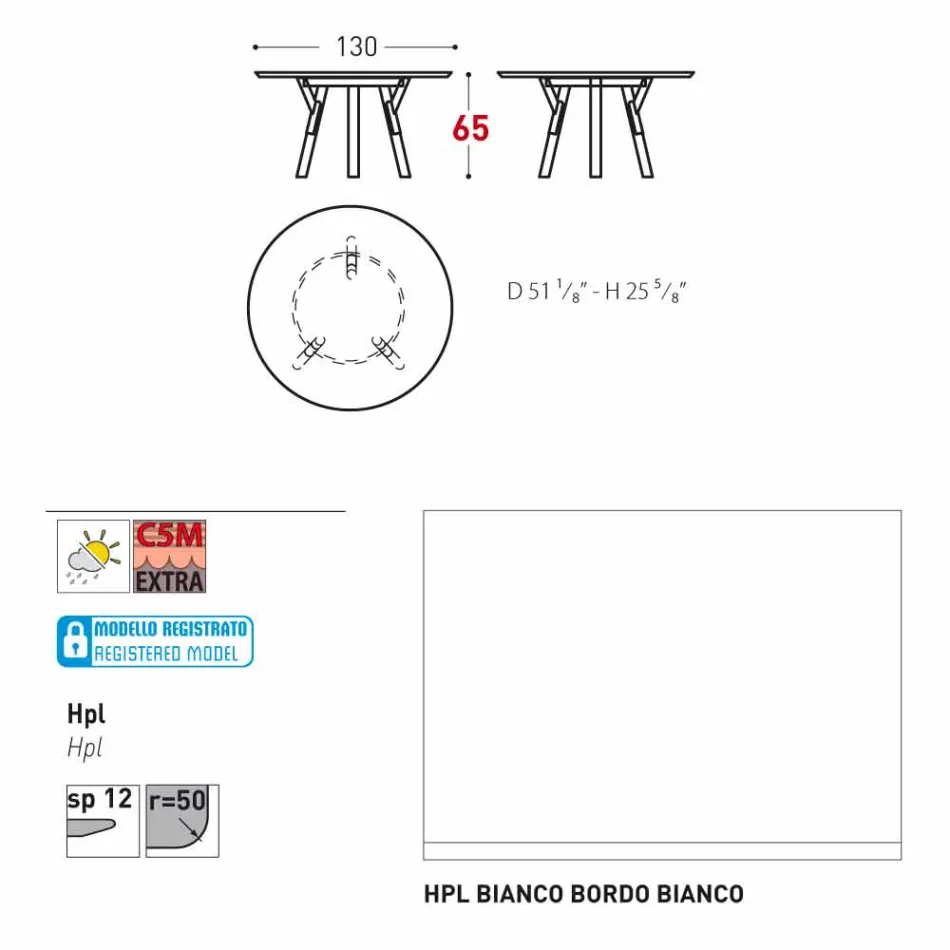 Varaschin odkaz Round venkovní stůl s teakového nohama, H 65cm Viadurini