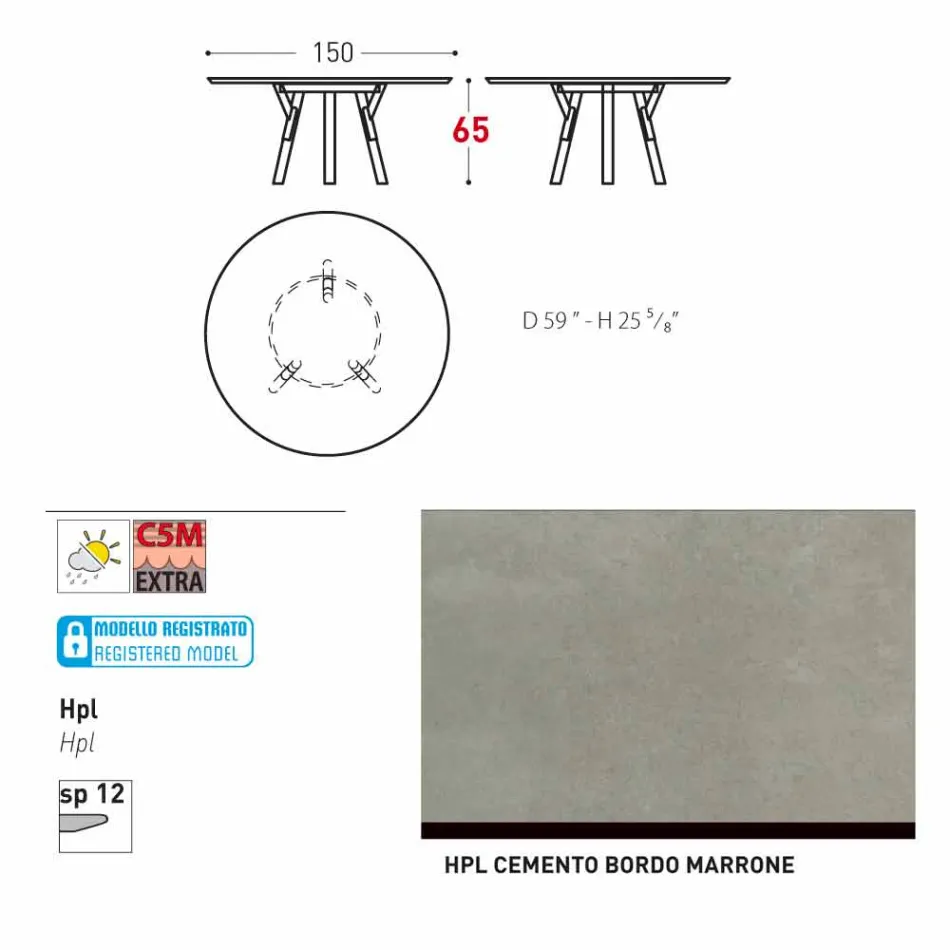 Varaschin odkazy Kulatý stůl pro vnitřní / venkovní moderním designem, H 65 cm Viadurini