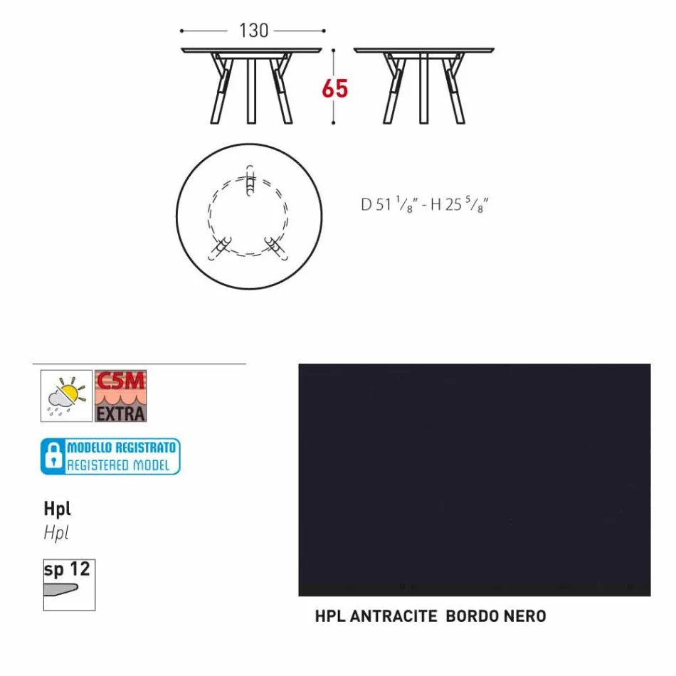 Varaschin odkazy Kulatý stůl pro vnitřní / venkovní moderním designem, H 65 cm Viadurini