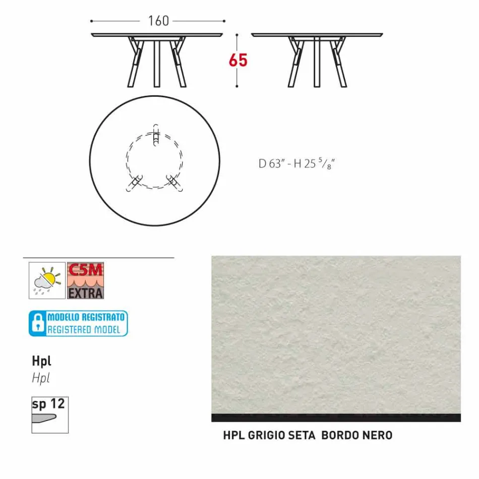 Varaschin odkazy Kulatý stůl pro vnitřní / venkovní moderním designem, H 65 cm Viadurini