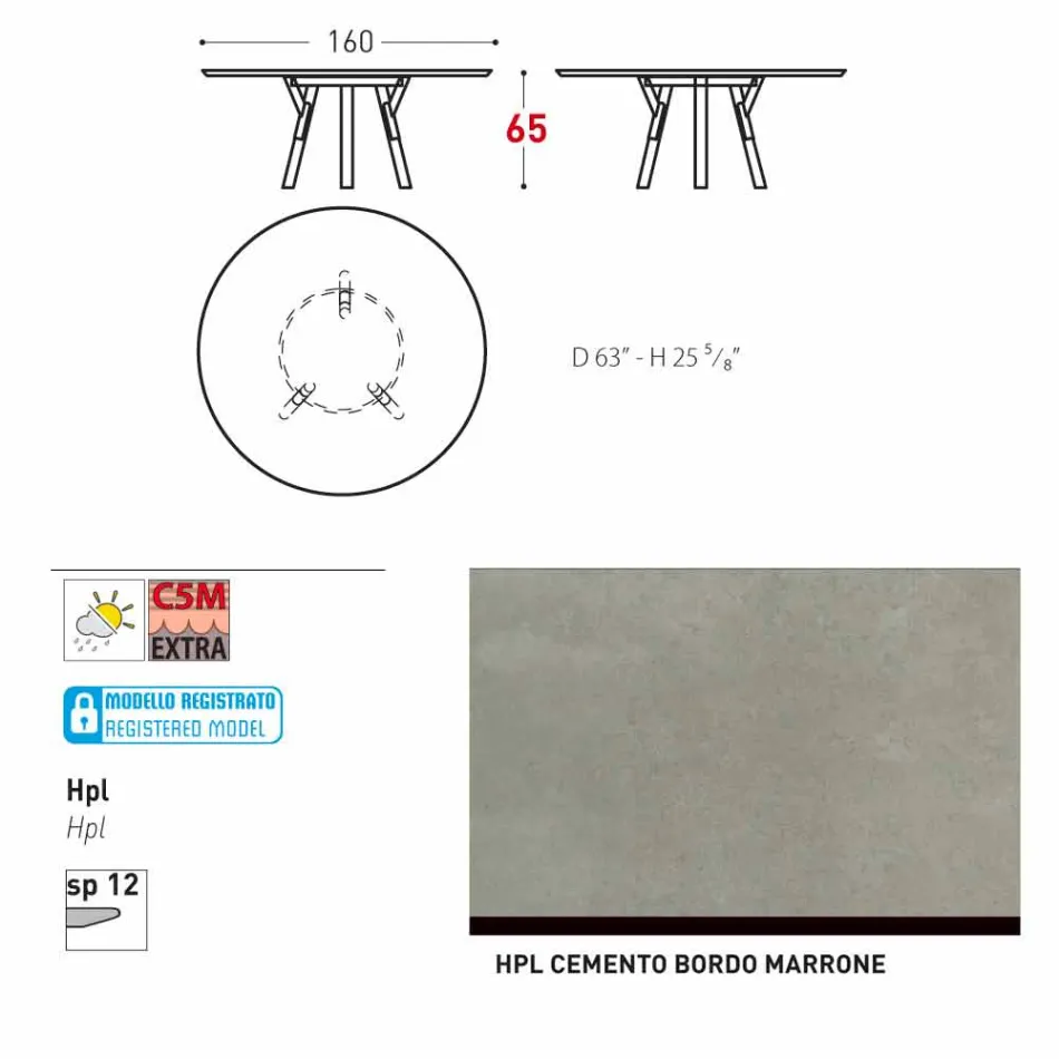 Varaschin odkazy Kulatý stůl pro vnitřní / venkovní moderním designem, H 65 cm Viadurini