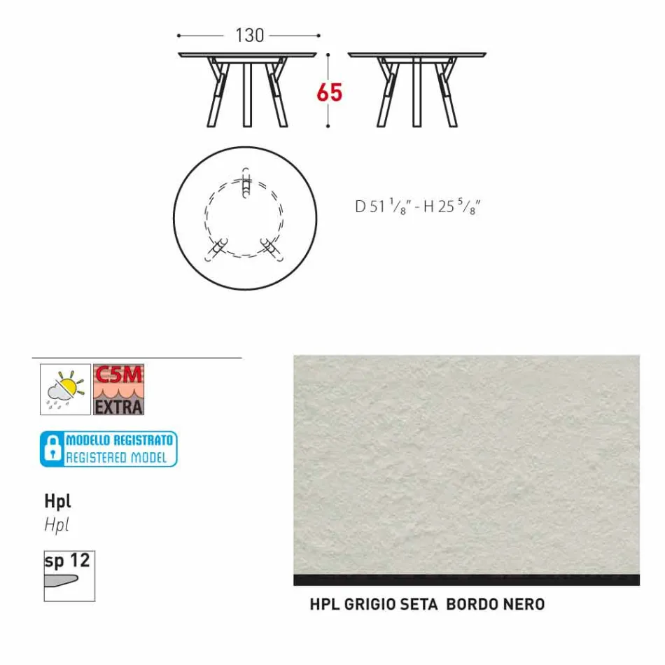 Varaschin odkazy Kulatý stůl pro vnitřní / venkovní moderním designem, H 65 cm Viadurini