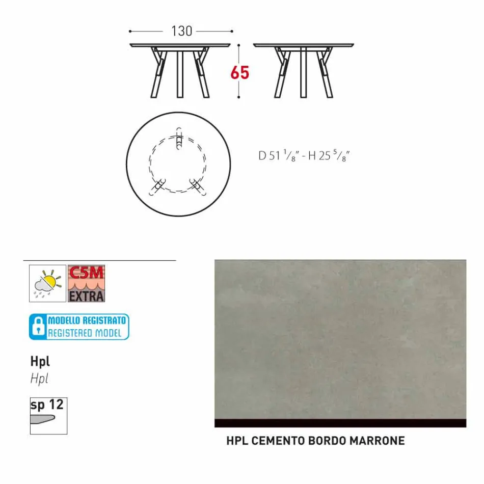 Varaschin odkazy Kulatý stůl pro vnitřní / venkovní moderním designem, H 65 cm Viadurini