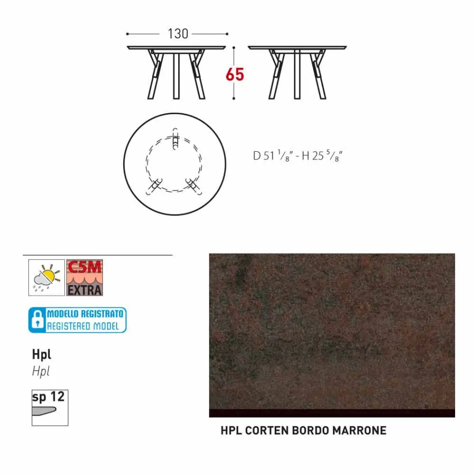 Varaschin odkazy Kulatý stůl pro vnitřní / venkovní moderním designem, H 65 cm Viadurini