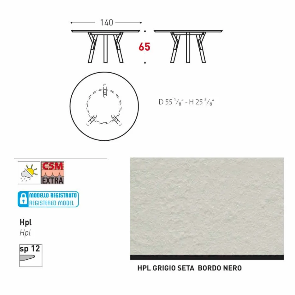 Varaschin odkazy Kulatý stůl pro vnitřní / venkovní moderním designem, H 65 cm Viadurini