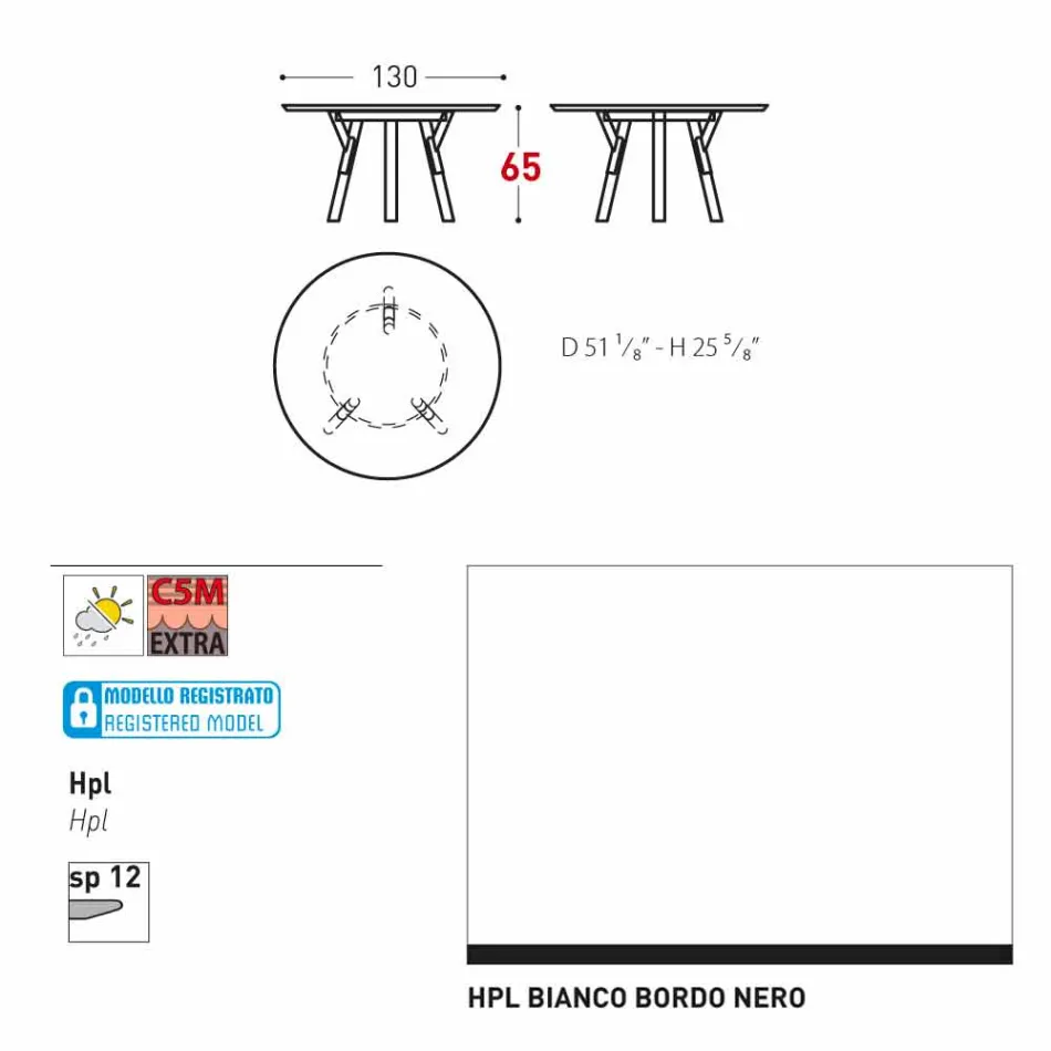 Varaschin odkazy Kulatý stůl pro vnitřní / venkovní moderním designem, H 65 cm Viadurini