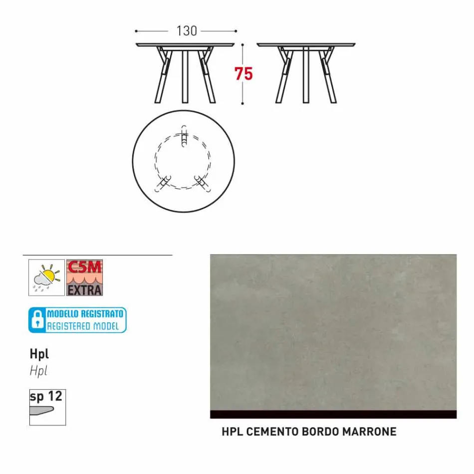 Varaschin odkazy kulatý zahradní stůl s teakového nohama, H 75cm Viadurini