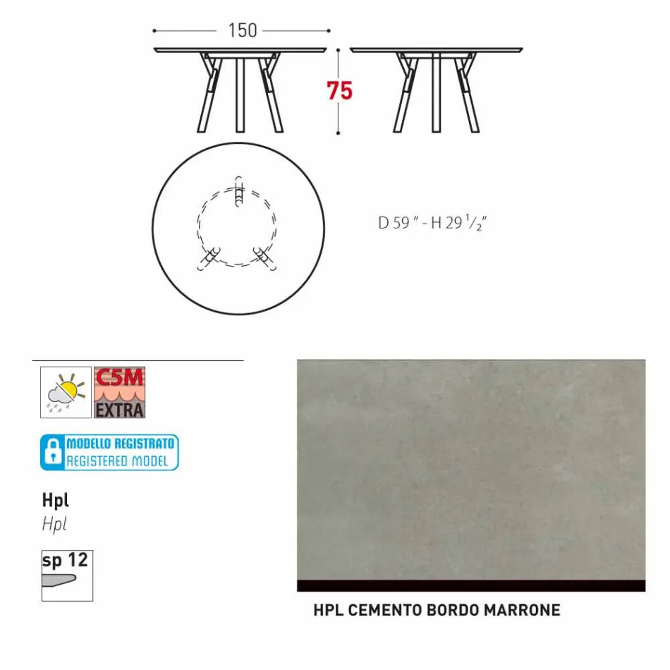 Varaschin odkazy Kulatý stůl moderní design zahrady, H 75 cm Viadurini