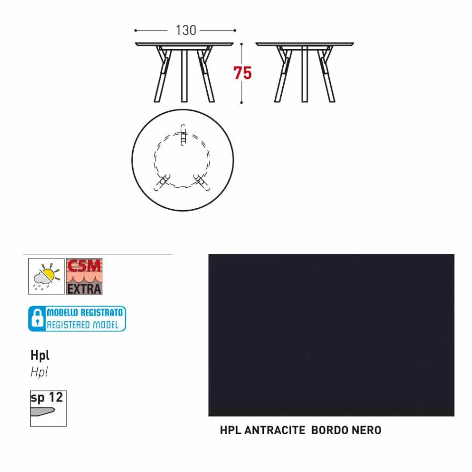 Varaschin odkazy Kulatý stůl moderní design zahrady, H 75 cm Viadurini