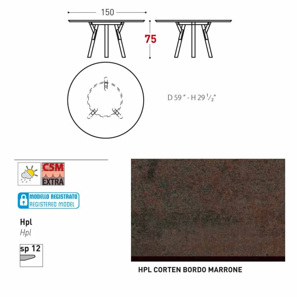 Varaschin odkazy Kulatý stůl moderní design zahrady, H 75 cm Viadurini