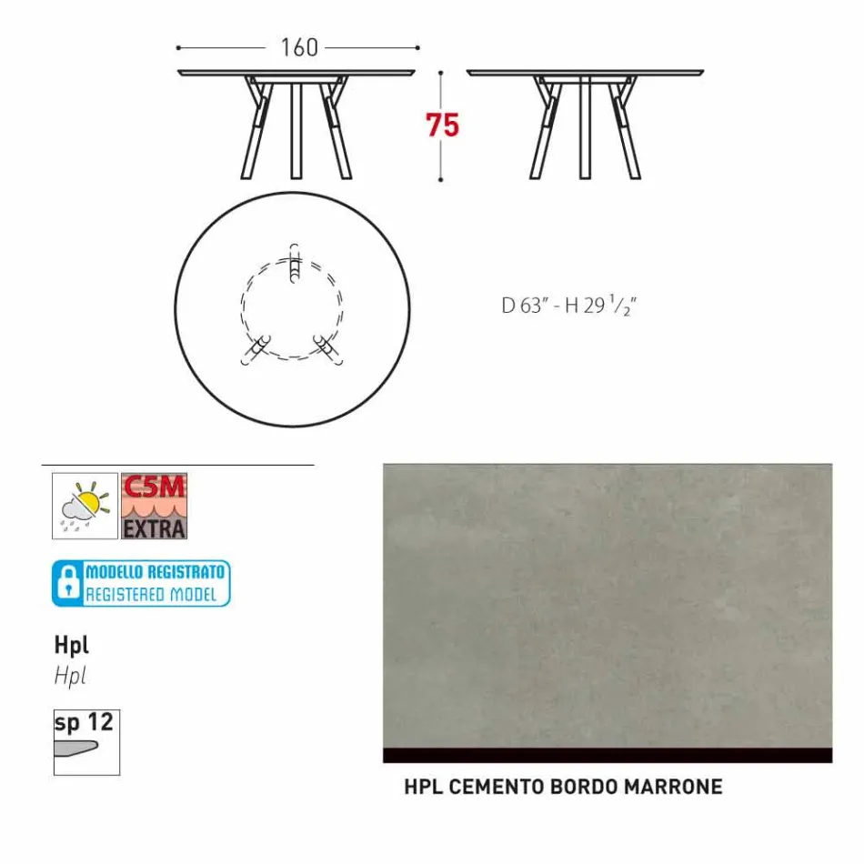 Varaschin odkazy Kulatý stůl moderní design zahrady, H 75 cm Viadurini