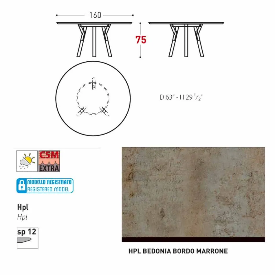 Varaschin odkazy Kulatý stůl moderní design zahrady, H 75 cm Viadurini