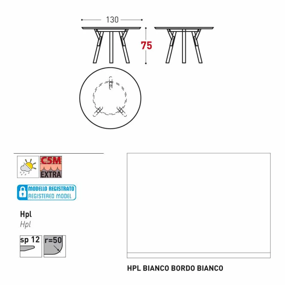 Varaschin odkazy Kulatý stůl moderní design zahrady, H 75 cm Viadurini
