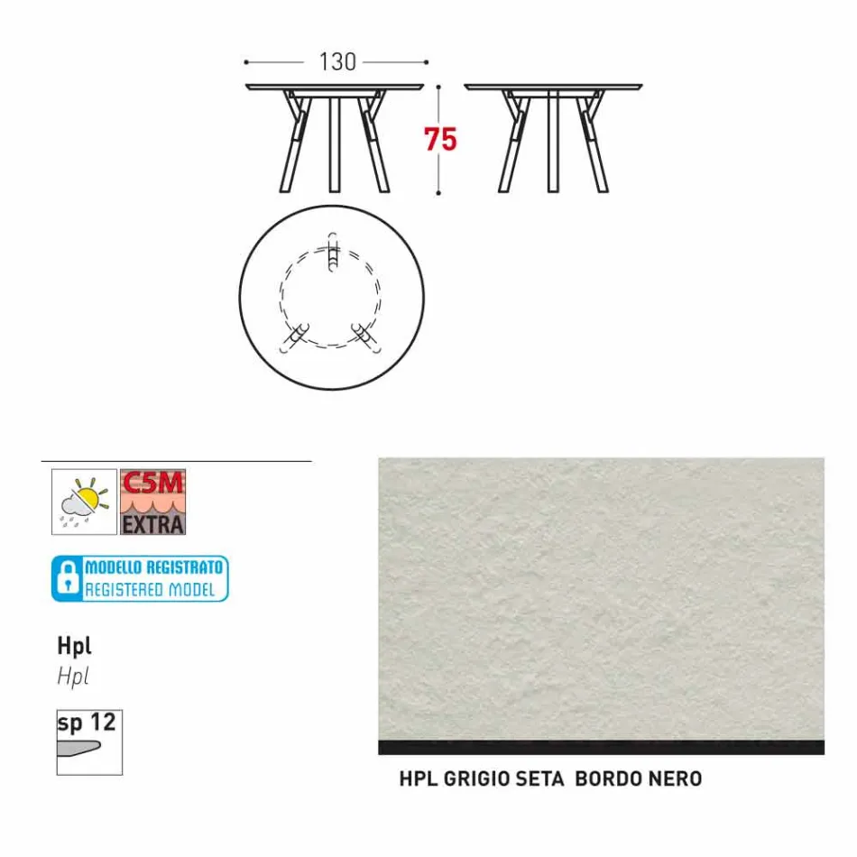 Varaschin odkazy Kulatý stůl moderní design zahrady, H 75 cm Viadurini