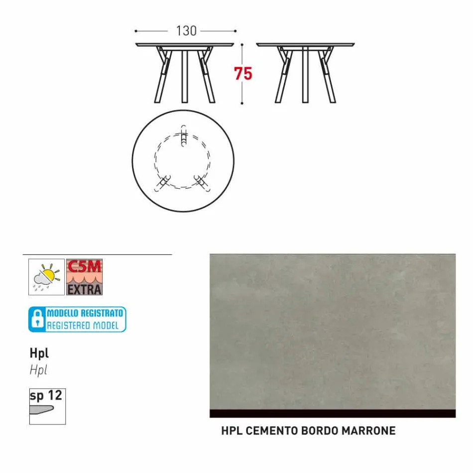 Varaschin odkazy Kulatý stůl moderní design zahrady, H 75 cm Viadurini