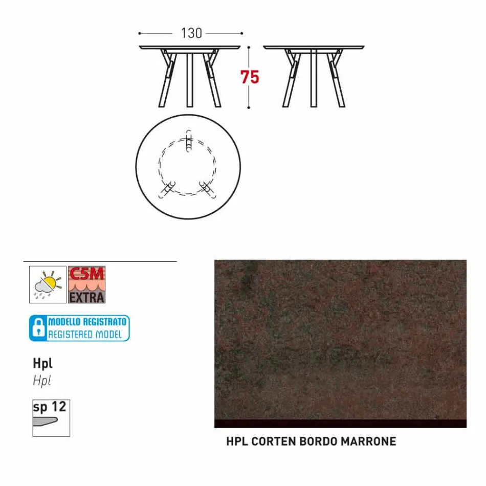 Varaschin odkazy Kulatý stůl moderní design zahrady, H 75 cm Viadurini