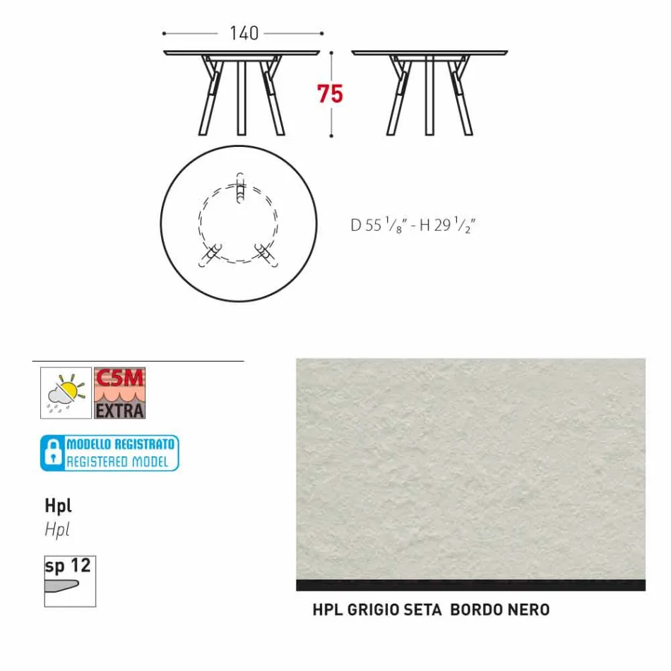 Varaschin odkazy Kulatý stůl moderní design zahrady, H 75 cm Viadurini