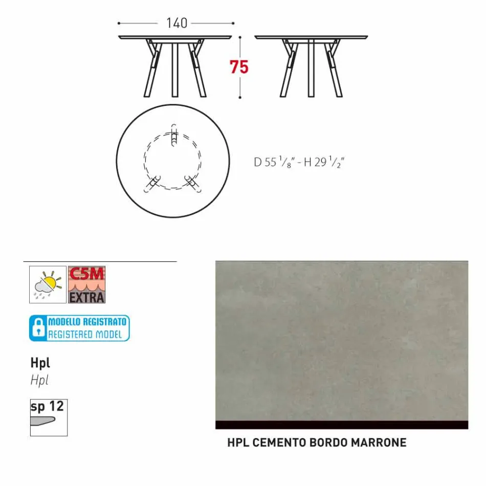 Varaschin odkazy Kulatý stůl moderní design zahrady, H 75 cm Viadurini