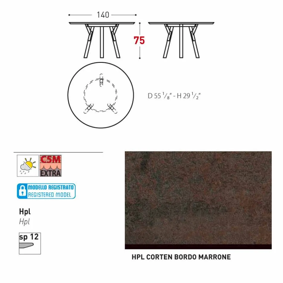 Varaschin odkazy Kulatý stůl moderní design zahrady, H 75 cm Viadurini