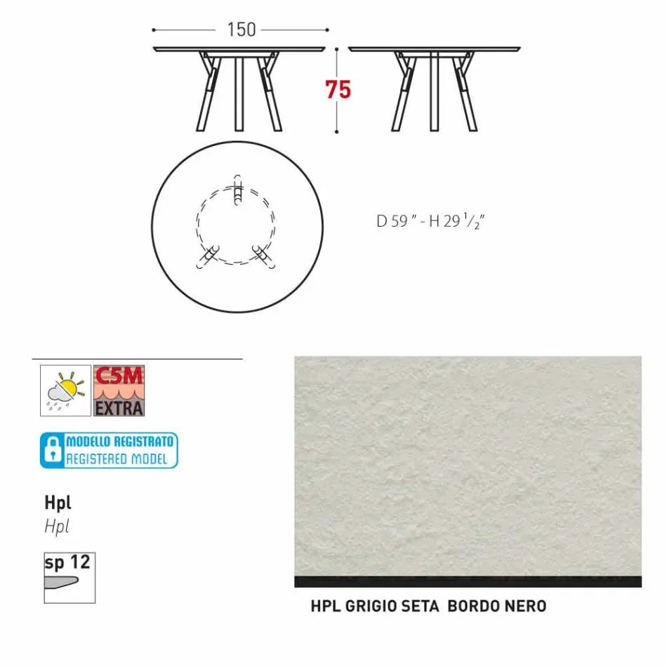 Varaschin odkazy Kulatý stůl moderní design zahrady, H 75 cm Viadurini