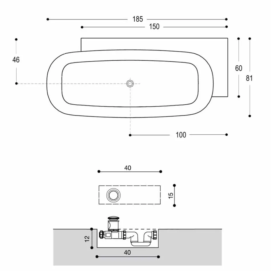 Volně stojící vana v moderním stylu s bílým designem - Lipperiavas1 Viadurini