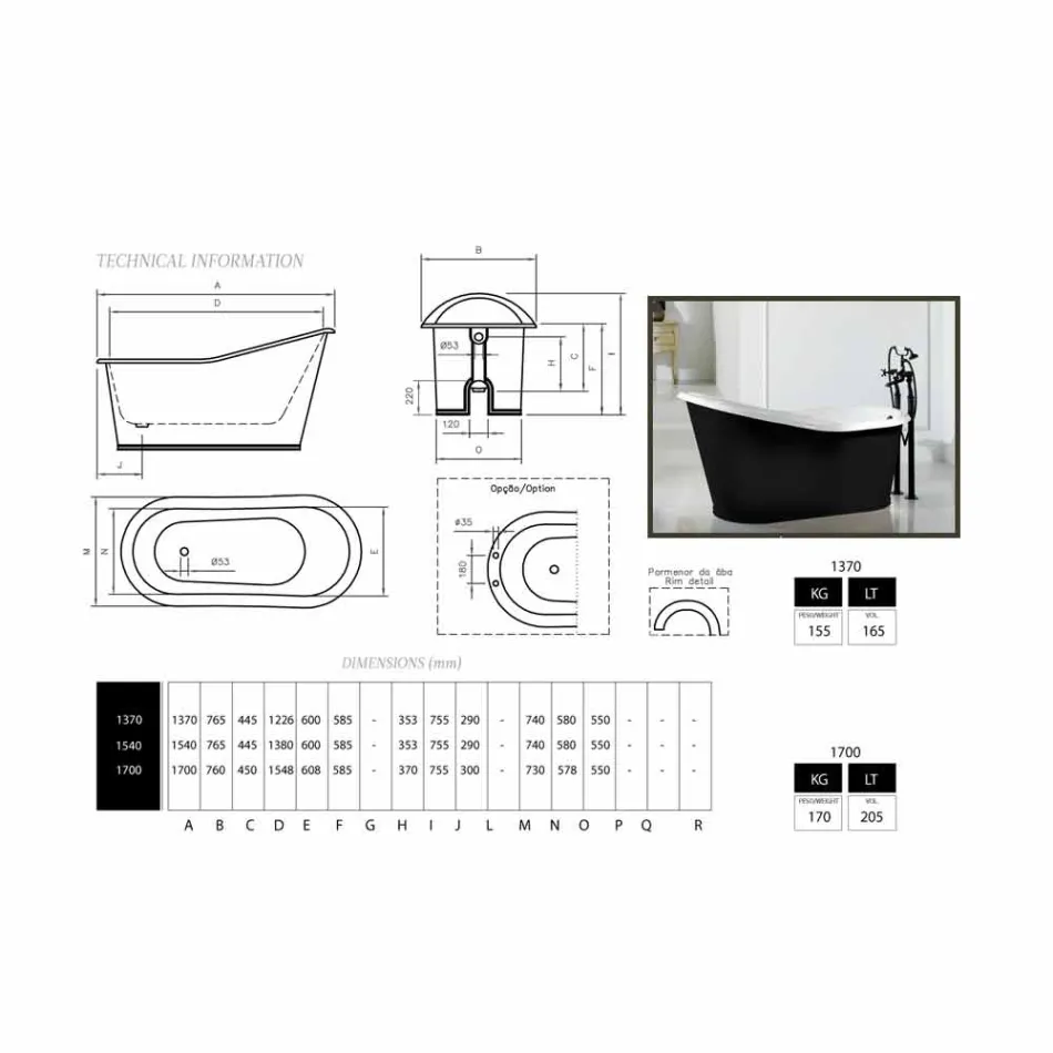 Design vany volně stojící litina Old Viadurini