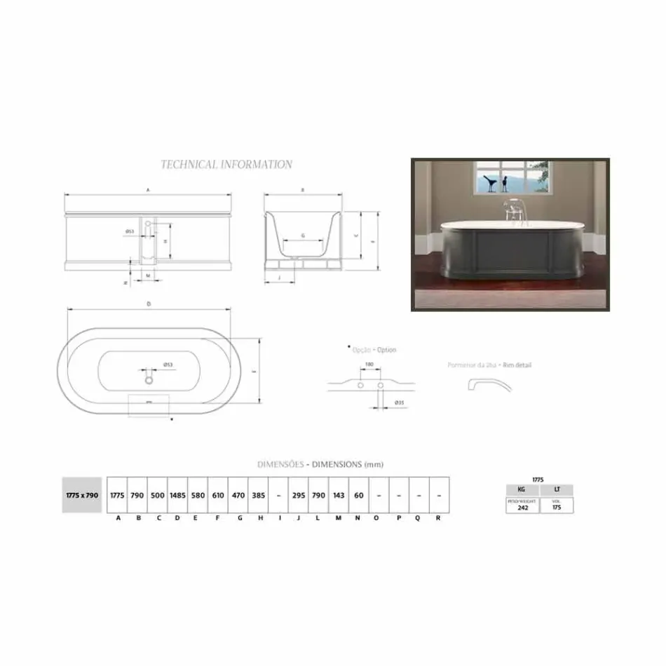 Bath smaltované litiny a maloval Ashley Viadurini