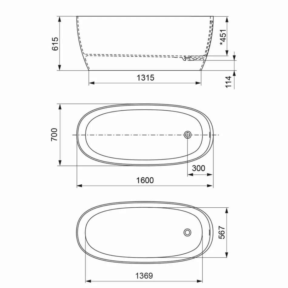 Volně stojící Vana, Design Pevný Povrch Lesklý / Matte - Veil Viadurini