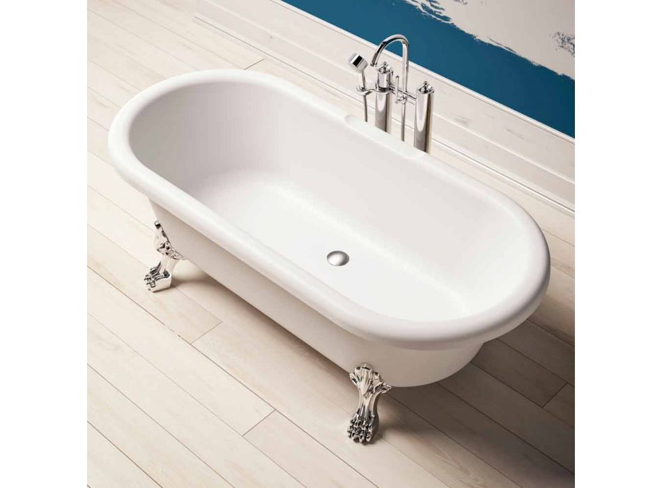 Design Volně stojící koupel, nohy v Chrome Finish - zdarma Viadurini