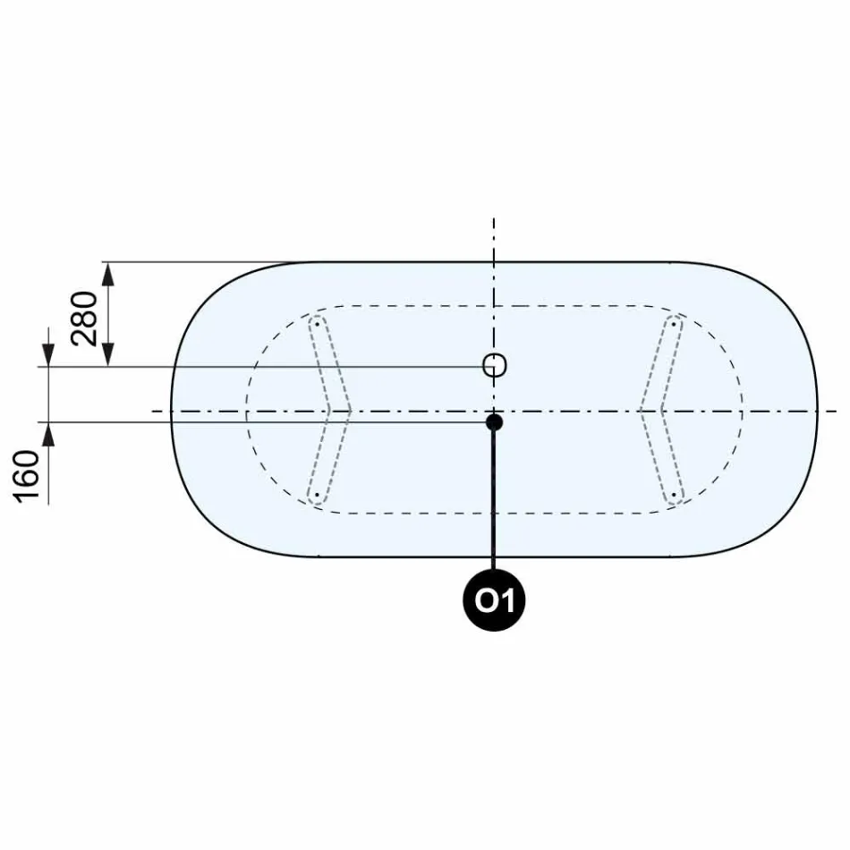 Design Volně stojící koupel, nohy v Chrome Finish - zdarma Viadurini