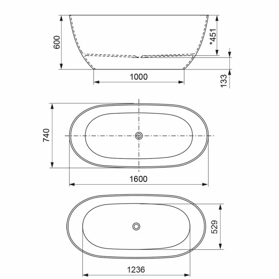 Volně stojící Vana, Vyrobeno v Itálii, v Pevném Povrchu - Průtok Viadurini