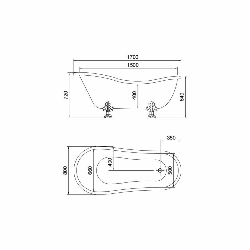 Volně stojící vana v akryl ve stylu vintage, vyrobené v Itálii - Tabea Viadurini