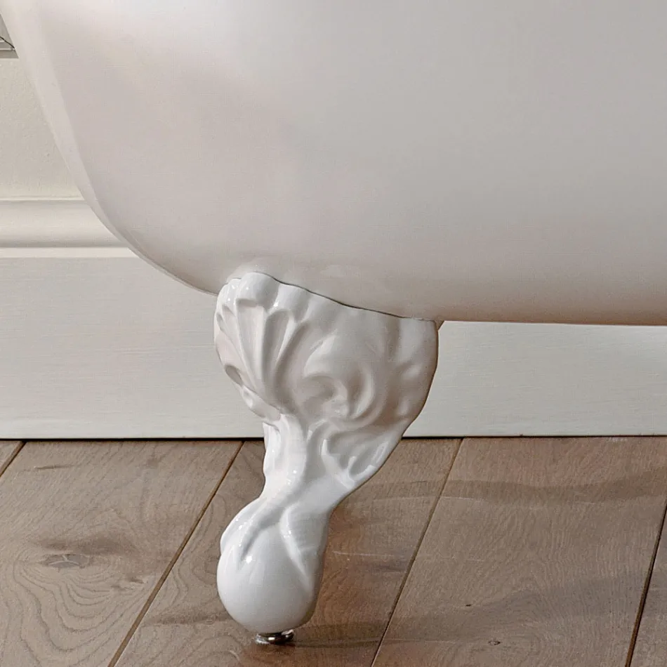 Vintage volně stojící vana v bílé litině vyrobené v Itálii - Paulina Viadurini