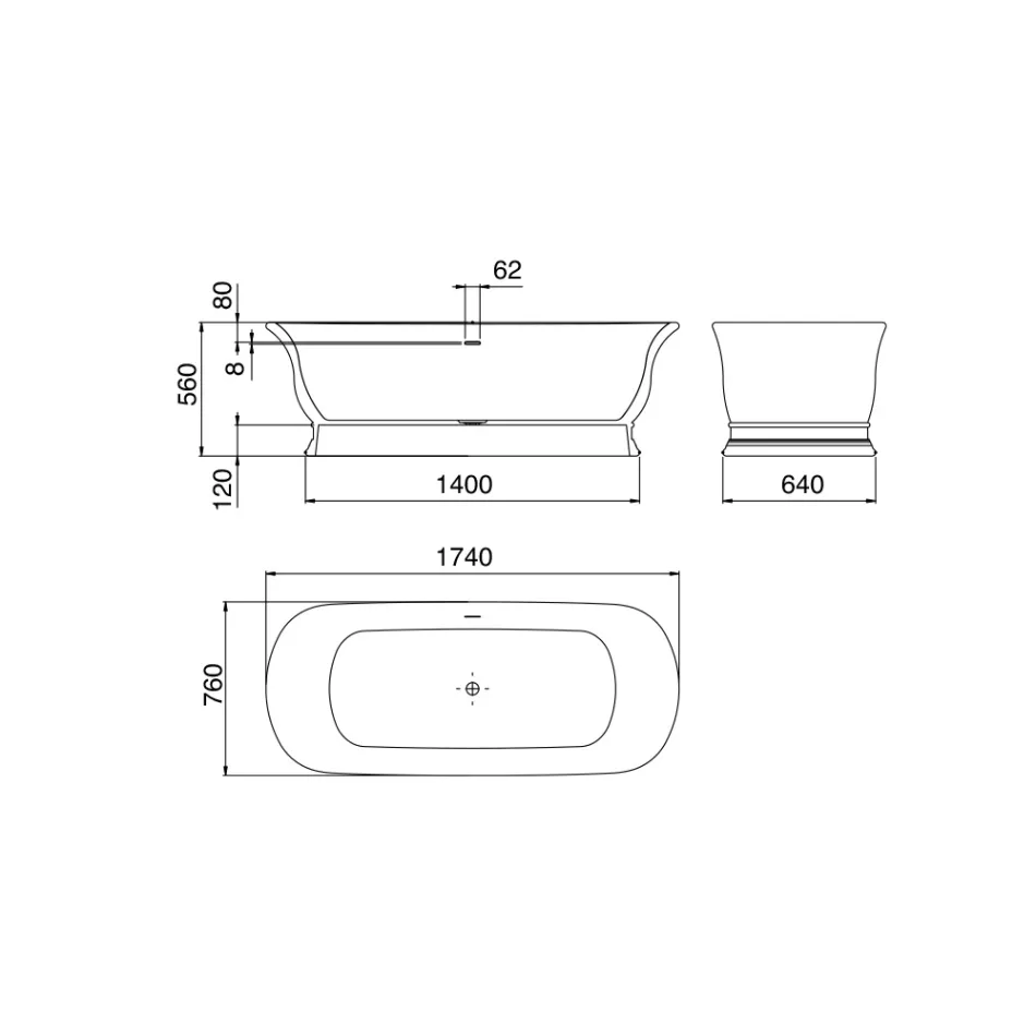Pevná vana s integrovaným přepadem Made in Italy - Aurelio Viadurini