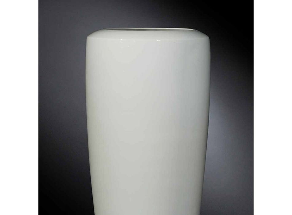 Vysoká řemeslná váza v matně bílé keramice vyrobená v Itálii - Capuano Viadurini