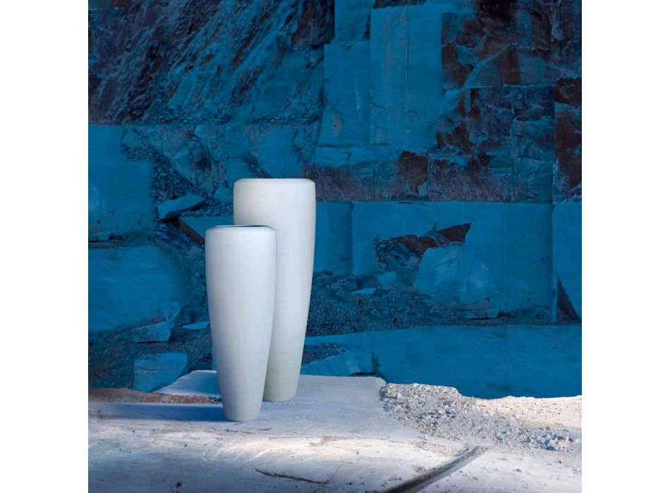 Vysoká řemeslná váza v matně bílé keramice vyrobená v Itálii - Capuano Viadurini