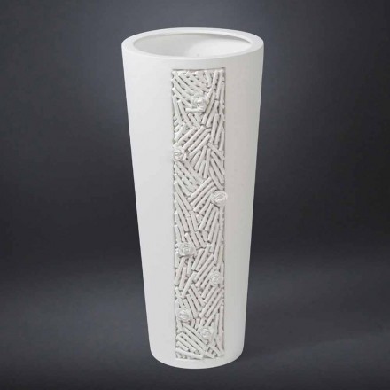 Vysoká vnitřní váza v bílé keramice s dekorací Made in Italy - Calisto Viadurini