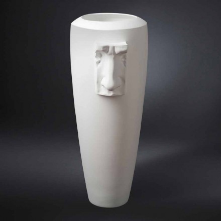 Vysoká vnitřní váza v bílé keramické ručně vyrobené v Itálii - Capuano Viadurini
