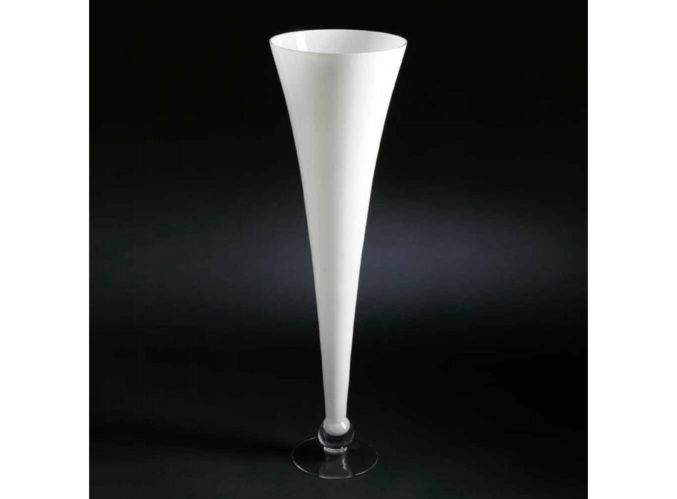 Vysoká vnitřní váza z bílého a průhledného skla vyrobená v Itálii - Clodino Viadurini
