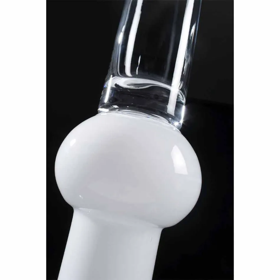 Vysoká vnitřní váza z průhledného a bílého skla vyrobená v Itálii - Ludovico Viadurini