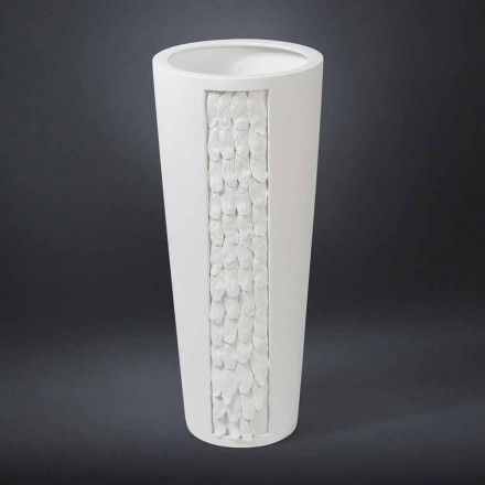 Vysoká dekorativní váza v bílé keramice s dekorací Made in Italy - Calisto Viadurini