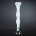 Vysoká dekorativní váza z průhledného a bílého skla vyrobená v Itálii - Gondo