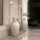 Vysoká bílá keramická váza se zdobenou špičkou ručně vyráběnou v Itálii - Verio Viadurini