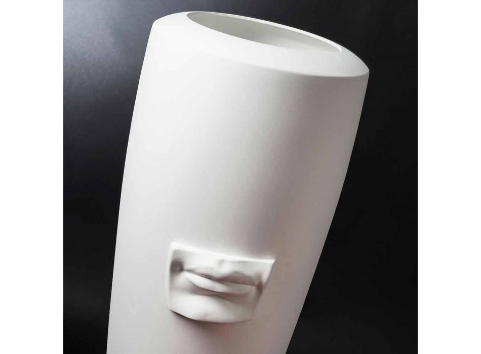 Vysoká váza v bílé keramické ručně vyrobené s dekorací Made in Italy - Capuano Viadurini