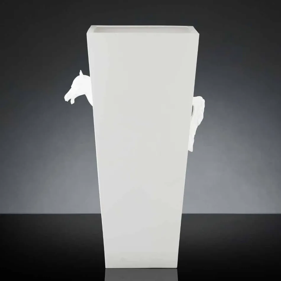 Vysoká vnitřní váza v bílé keramické ručně vyrobené v Itálii - Jacky Viadurini