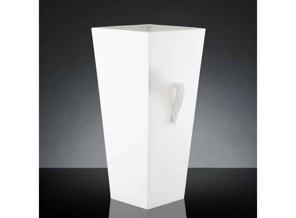 Vysoká vnitřní váza v bílé keramické ručně vyrobené v Itálii - Jacky Viadurini