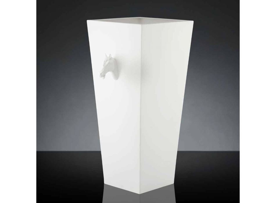Vysoká vnitřní váza v bílé keramické ručně vyrobené v Itálii - Jacky Viadurini