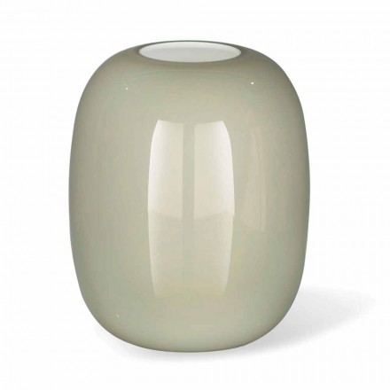 Ručně vyrobená bílá nebo šedá lesklá skleněná váza vyrobená v Itálii - Malindi Viadurini