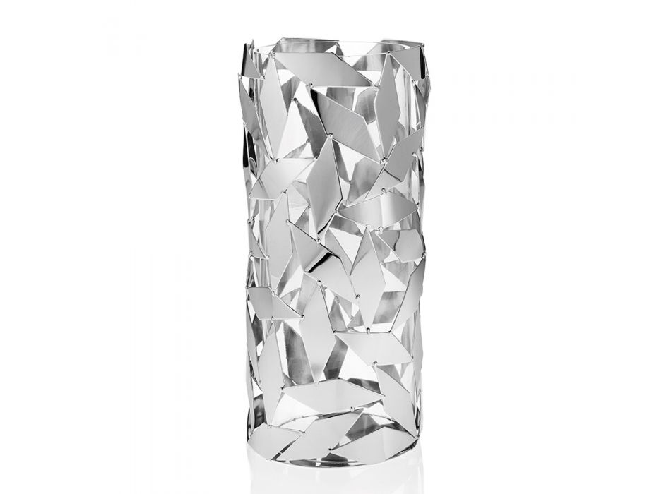 Válcová váza ve skle a stříbrném kovu Luxusní geometrické dekorace - Torresi Viadurini